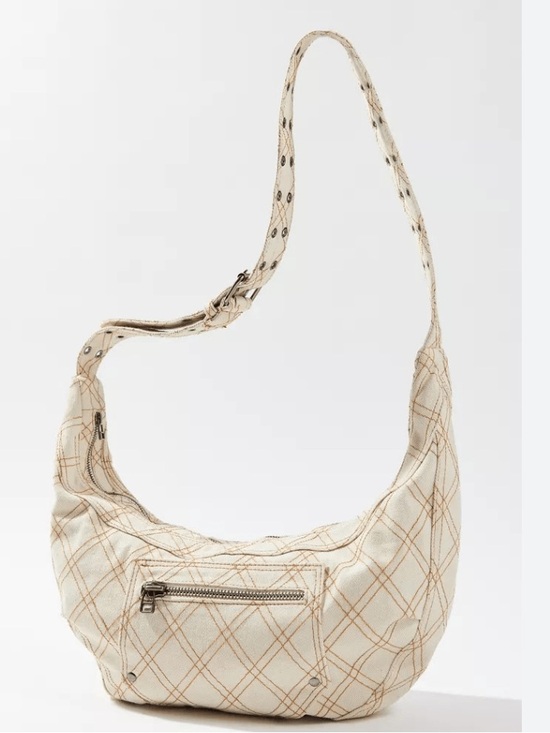 Urban Outfitters UO Darci Denim Beige Plaid Hobo Shoulder Bag Tote